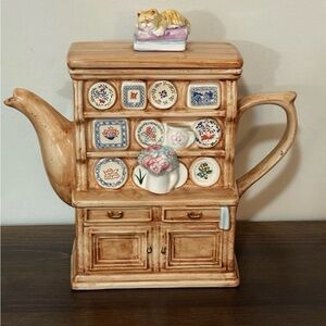 Vintage Novelty Swineside Ceramic Welsh Dresser Teapot. Made in England.